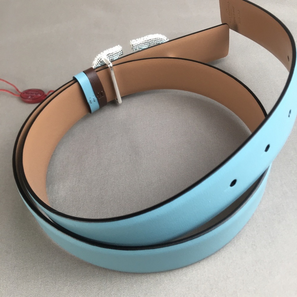 Valentino Garavani Light Blue Crystal VLOGO Belt with Full Packaging - Picture 4 of 6
